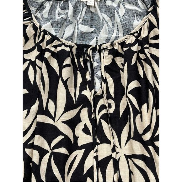 Terra & Sky plus peasant linen black and tan blouse plus size 3X - Picture 8 of 13